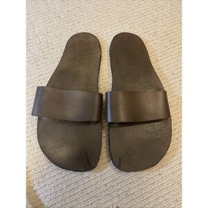 Handmade Brown Leather Sandals Men's 8.5* Natural Leather Flip Flop Vibram Soles